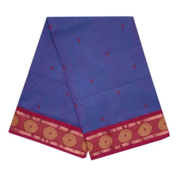 Womens Semi Cotton Sky Blue Butta Design Saree with Tussle SCS39